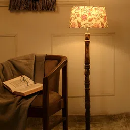 green girgit Brown & Pink Printed Wooden Floor Lamp-21