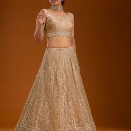 Koskii Embellished Sequinned Net Ready to Wear Lehenga & Blouse With Dupatta image 2