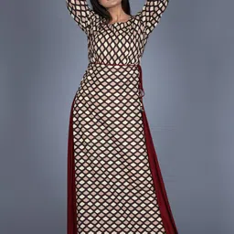 Anootha Cotton Geometric Printed Fit & Flare Maxi Dress-image-22