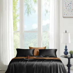 THE LINEN COMPANY Black 300 TC Single Bedsheet with 1 Pillow Covers-picture-14