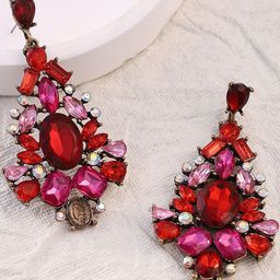 SOHI Gold-Plated Artificial Stones Studded Bijou-Cluster Chandelier Drop Earrings-picture-25
