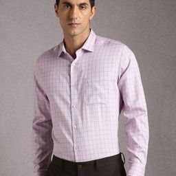Louis Philippe Men Slim Fit Checked Spread Collar Cotton Formal Shirt-picture-38