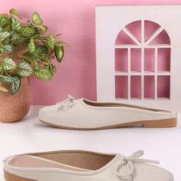 AVIVASTYLE Women No Back Strap Fashion Mules with Bows Flats-57