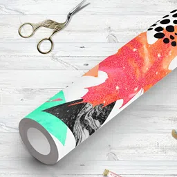 ArtzFolio White & Orange Coloured Printed UV Resistant Wallpaper-image-86