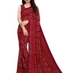 HERE&NOW Bandhani Poly Georgette Saree-image-6