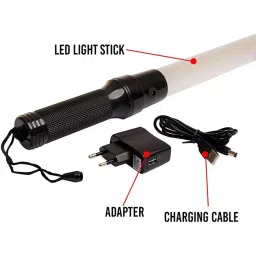 Rahul Professionals Rechargeable Traffic Baton & Reflective Jacket Free Size Red Combo (Set of 4) image 4