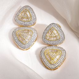 Rubans Dual Gold & Rhodium-Plated Premium AAA Crystal & Cubic Zirconia Drop Earrings-image-19