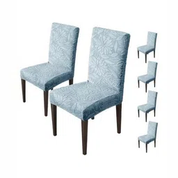 HOUSE OF QUIRK Blue 6 Pieces Floral Waterproof Dining Chair Covers-image-38
