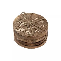 Screw Tight Wooden Round Shape Coaster Set CTR064 (Pack of 4 Pcs)-94