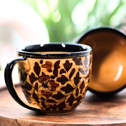 Rare Planet Yellow & Brown Printed Ceramic Glossy Mug-8