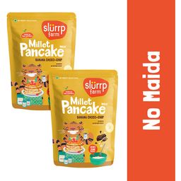 Slurrp Farm No Maida Pancake Mix Instant Breakfast Mix Made with Oats and Jowar 100% Vegetarian Eggless Healthy Breakfast for Kids & Adults  Banana & Chocochip Pack of 2 - 150 gm each-15