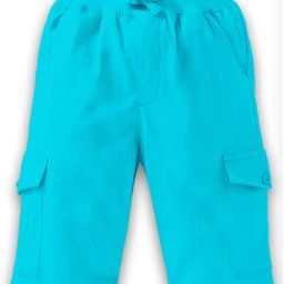 Kiddopanti Solid Cargo Shorts - Aqua Blue-image-101