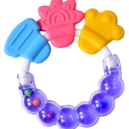 FANTASY INDIA Round Shape BPA Free Silicone Bell Teether Ring - Purple-13