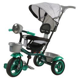JoyRide 4 in 1 Reversible Tricycle for Kids Toddler Trike with Music & Light Parent Handle Push Along Pedal Trike Removable Canopy Safety Belt Footrest for 18 Months to 5 Years - Green-image-95
