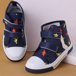 Cute Walk by Babyhug Casual Shoes With Velcro Closure Dino Print - Navy Blue-image-23