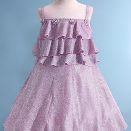 Enfance Lycra Sleeveless Frill Detailed & Shimmer Embellished Party Dress - Pink-image-44