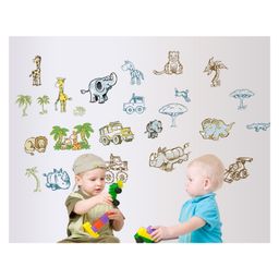 Jaamso Royals Jungle Animals and Cars Peel and Stick Self Adhesive Wallsticker-image-45