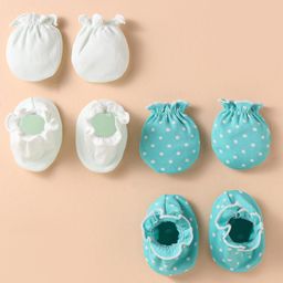 Ben Benny Interlock Knit Mittens & Booties Set with Polka Dots Print Pack of 2 - Turquoise & White-image-26