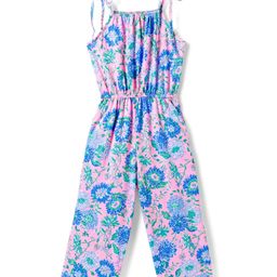 Tiara Cotton Jersey Sleeveless Floral Printed Jumpsuit - Pink & Blue-image-77