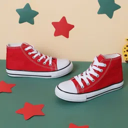 TRUFFLE COLLECTION Canvas Colour Blocked Converse Shoes - Red-picture-3