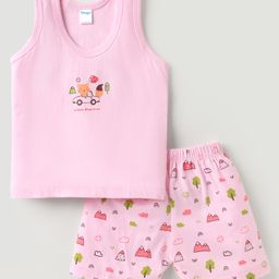 Tango Single Jersey Knit Sleeveless Innerwear Sets With Animal & Vehicle Print - Pink-picture-15