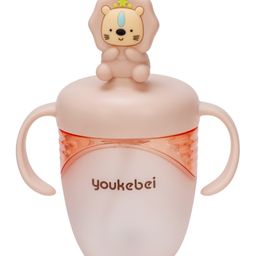 Adore Simbha- The Silicon Straw Sipper with Gravity Ball & Twin Handle 210ml - Pink-0