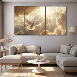 The Castle Decor White & Brown 5 Piece Wood Other Wall Paintings-image-77