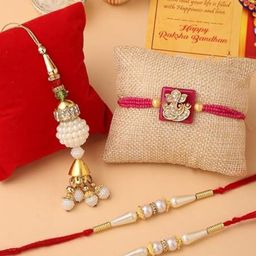 CraftVatika Pack Of 4 Brother & Bhabhi Rakhi Set-image-58