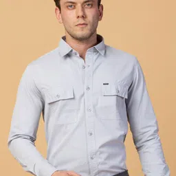 USMC Men Smart Slim Fit Opaque Casual Shirt-image-95
