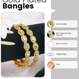 Adwitiya Collection Set of 2 Gold-Plated Artificial Stones and Beads Studded Bangles image 2