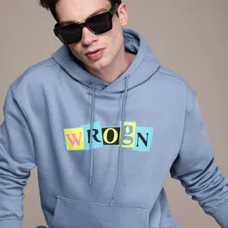 WROGN Brand Logo Printed Hooded Oversized Sweatshirt-image-66