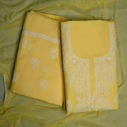 Seva Chikan Embroidered Unstitched Dress Material-image-10