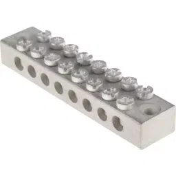 RS PRO 8-Way Double Screw Earth Terminal Block 0-16 AWG Wire Screw Down Brass Housing, 425550-8