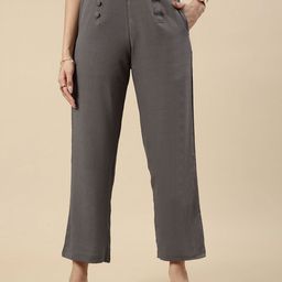 De Moza Women Regular Fit Relaxed Peg Trousers-image-95