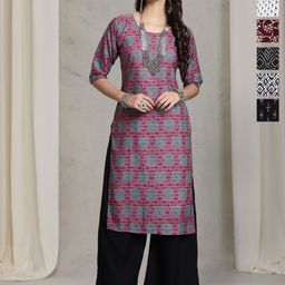 7Threads Selection Of 6 Geometric Printed Round Neck Straight Kurta-image-50