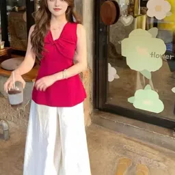 KPOP V-Neck Sleeveless Solid Top-image-19