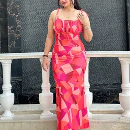 Cheekee Women Abstract Printed Bodycon Maxi Dress-image-41