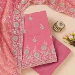 Koskii Embroidered Organza Unstitched Dress Material-image-34
