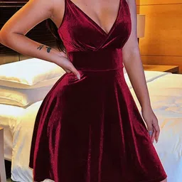 KPOP Women Solid Shoulder Straps Neck A-Line Wrap Dress-image-29