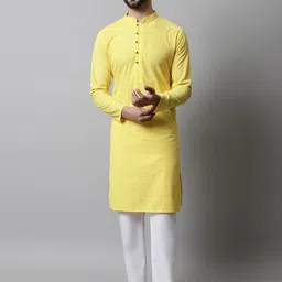 Jompers Men Embroidered Regular Chikankari Pure Cotton Kurta with Pyjamas-image-57