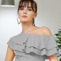 The Roadster Lifestyle Co. Women One Shoulder Ruffles Blouson Crop Top-image-109