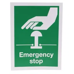 RS PRO Vinyl Green/White Safe Conditions Sign, Emergency Stop, English, 4920740-image-5