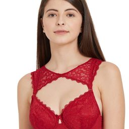 Soie Medium Coverage Non Padded Wired Demi Cup Bra with Detachable Lace Harness-5