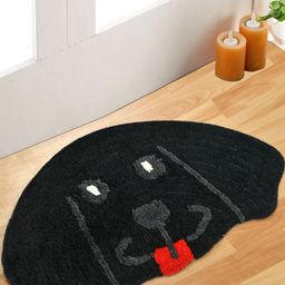 FINE TEX WORLD Black & Grey Patterned Microfibre Dog Shaped Anti-Skid Doormat-19