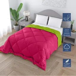 Doristyle Green 250 GSM Checked Microfiber Double Bed Comforter-picture-5