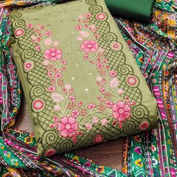 MANVAA Floral Embroidered Thread Work Unstitched Dress Material-picture-26