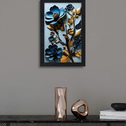 RANDOM Navy Blue & Orange Floral And Botanical Wall Art-15
