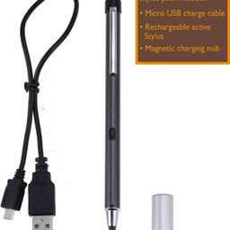broonel Grey Rechargeable Fine Point Digital Stylus - Compatible with Microsoft Surface Laptop Go 2 Ultra-Thin 12.4” Touchscreen Laptop image 2
