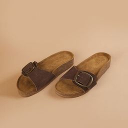 Ginger by Lifestyle Women Leather Open Toe Flats with Buckles-image-37