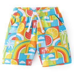 Babyhug Cotton Knit Mid Thigh Length Tropical Theme Printed Shorts - Multicolour-image-52